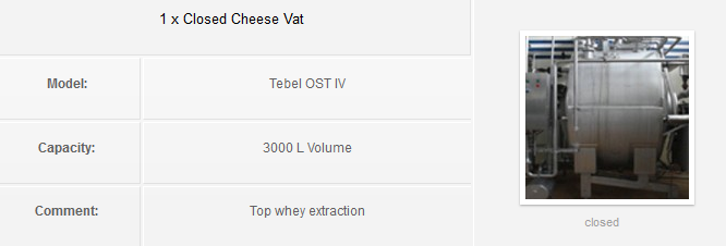 1 x Closed Cheese Vat 1 x Closed Cheese Vat